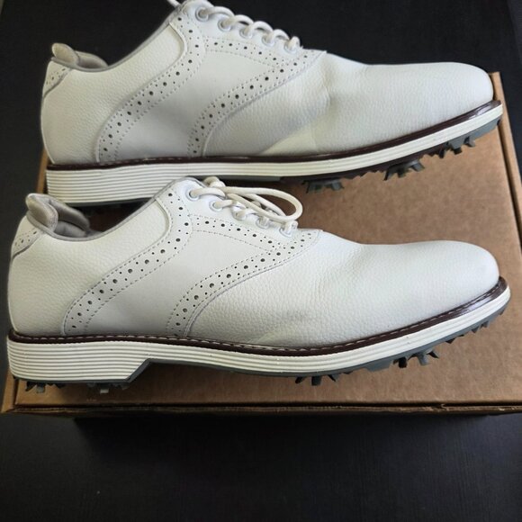 Thestron White Golf Sneakers -Spike Spikeless, Waterproof, Faux Leather Size 12 - Picture 6 of 14